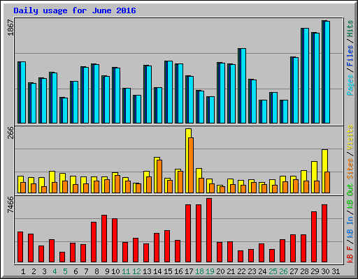 Daily usage for June 2016