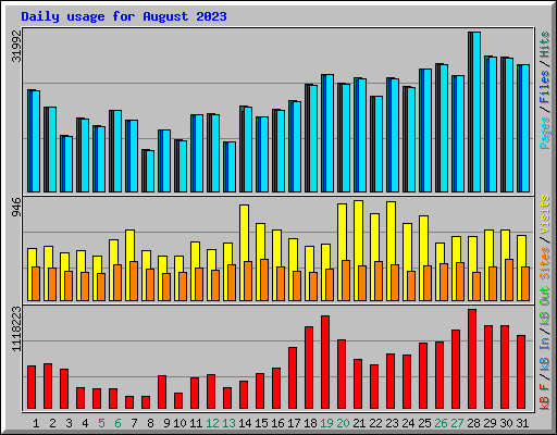 Daily usage for August 2023